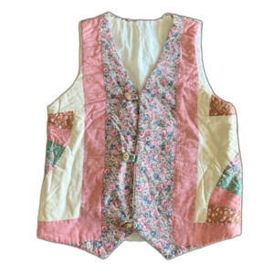 Handmade Floral Pastel Quilt Vest Women's Small